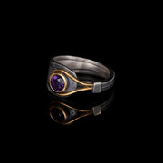 Spoon ring with round amethyst
