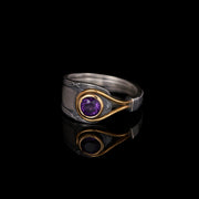 Spoon ring with round amethyst