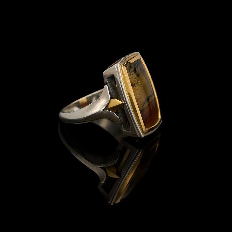 dendritic quartz ring in silver and gold one of a kind design by imaginarium atelier