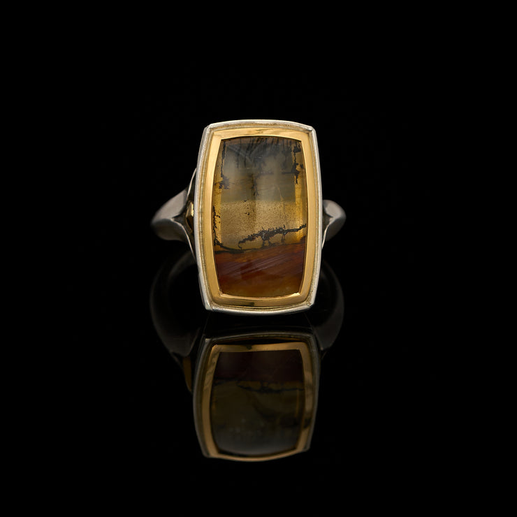 dendritic quartz ring in silver and gold by imaginarium atelier