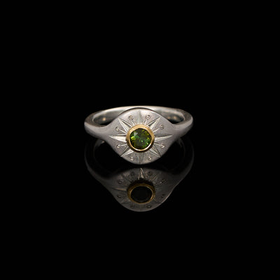 North Star Compass Ring: Sterling Silver & 18ct Gold
