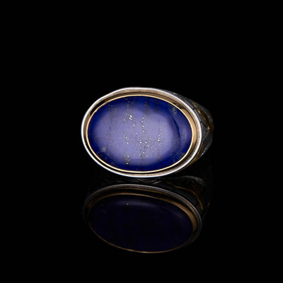lapis lazuli bold silver and gold ring by imaginarium atelier