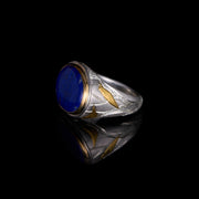 lapis lazuli hand engraved statement ring art jewellery by imaginarium atelier