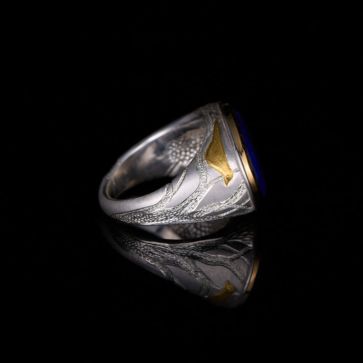 lapis lazuli hand engraved ring by imaginarium atelier