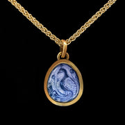 Peacock - Miniature enamel and gold pendant