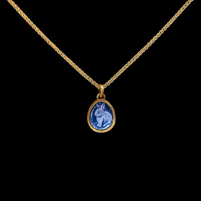 Rabbit - Miniature enamel and gold pendant