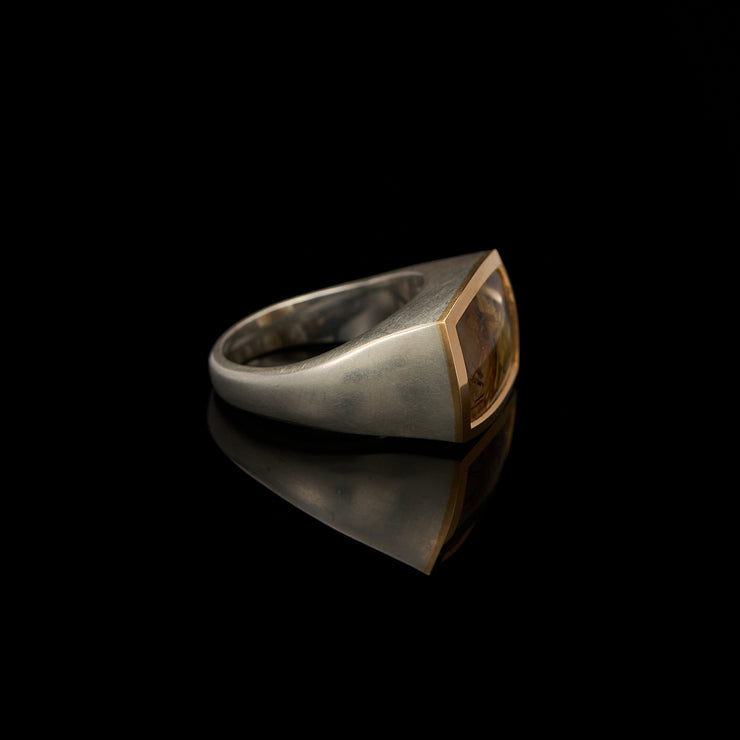rutilated quartz one off a kind ring in silver and gold by Imaginarium Atelier