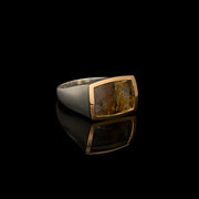 rutilated quartz bold ring in silver and gold by Imaginarium Atelier