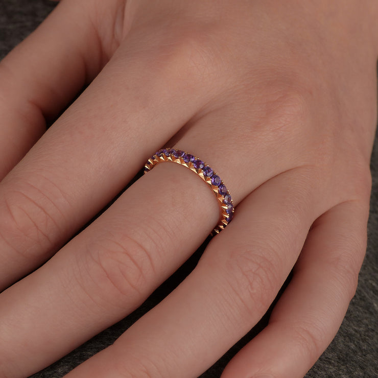 rose gold and purple sapphire eternity ring