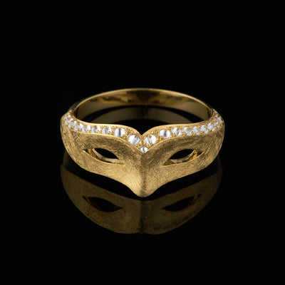 Venice Mask Ring, reverse-set diamonds