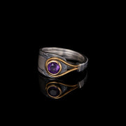 Spoon ring with round amethyst