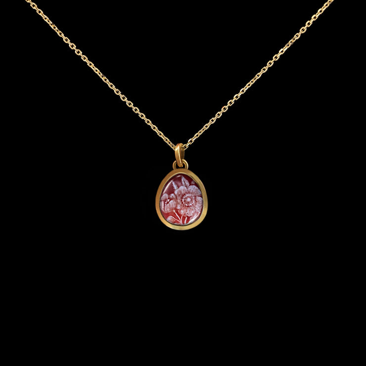 Bloom - Miniature enamel and gold pendant