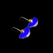 Enamel small Fan earrings, Majorelle blue