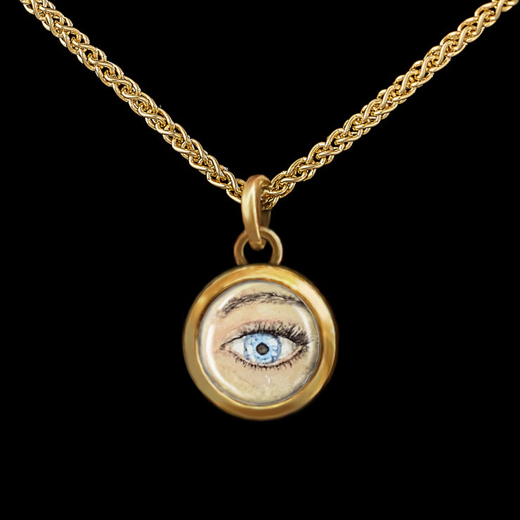 Blue Eye - Miniature enamel and gold pendant
