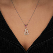 Dendritic quartz and rhodolite garnet pendant