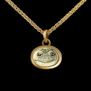 Frog - Miniature enamel and gold pendant