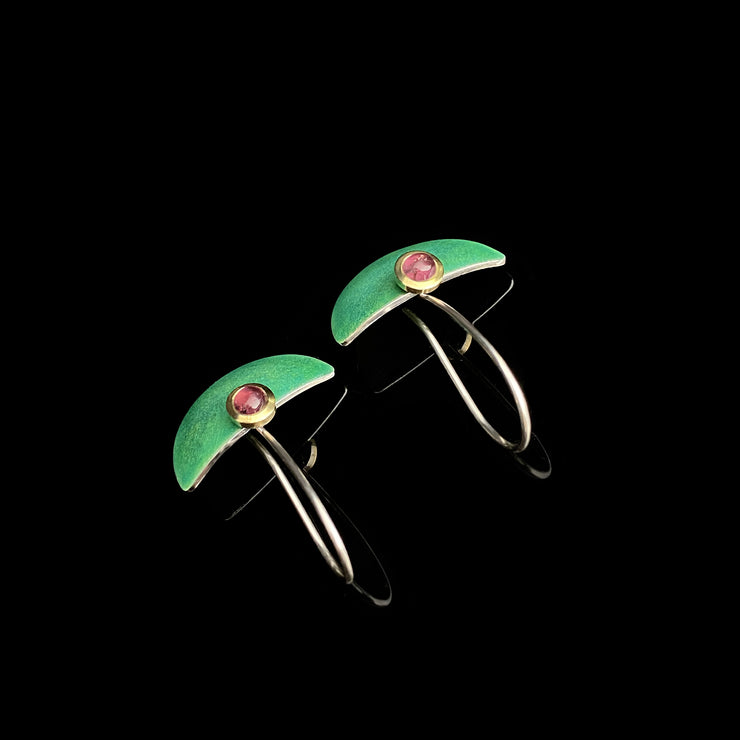 Enamel Medium Fan earrings, green