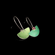 Enamel Medium Fan earrings, green