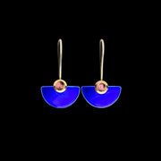 Enamel small Fan earrings, Majorelle blue