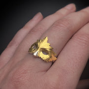 Green Man ring in silver, 24ct gold Keum-boo.