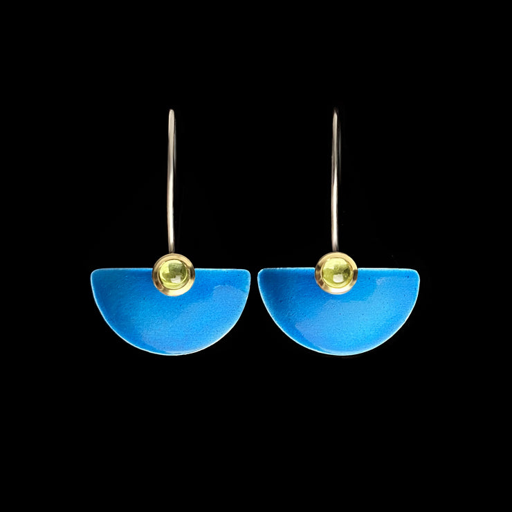 Enamel Medium Fan earrings, turquoise