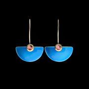 Enamel Medium Fan earrings, turquoise