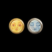 Moon & Sun - Miniature enamel and gold Studs