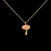 Mushroom - Miniature enamel and gold pendant