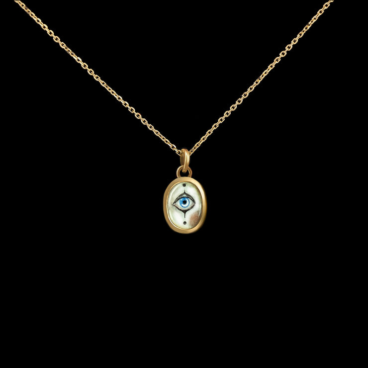 Pierrot's Eye - Miniature enamel and gold pendant