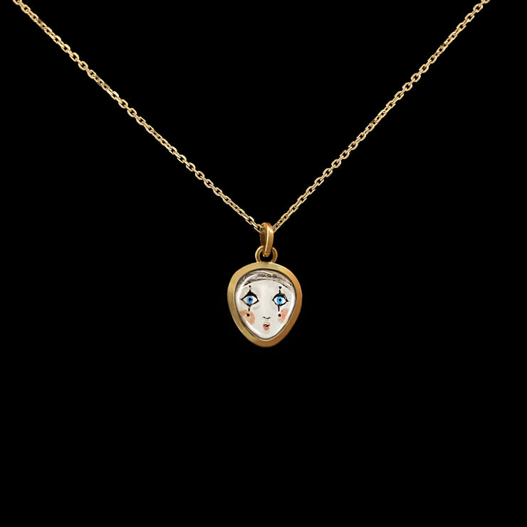 Pierrot- Miniature enamel and gold pendant