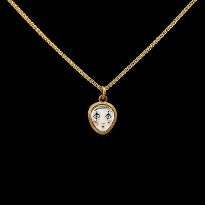 Pierrot- Miniature enamel and gold pendant