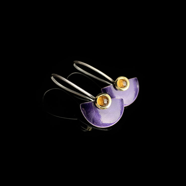 Enamel Small Fan earrings, purple