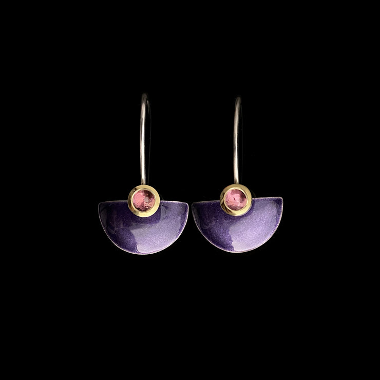 Enamel Small Fan earrings, purple