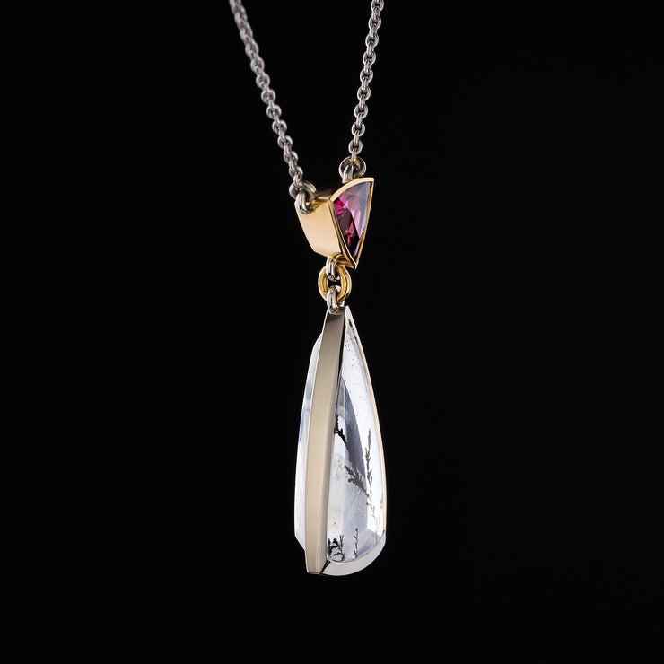 handmade dendritic quartz gold pendant 