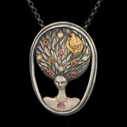 Forest goddess with nest, pendant or brooch