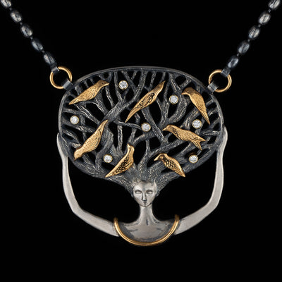 Forest Goddess with birds necklace