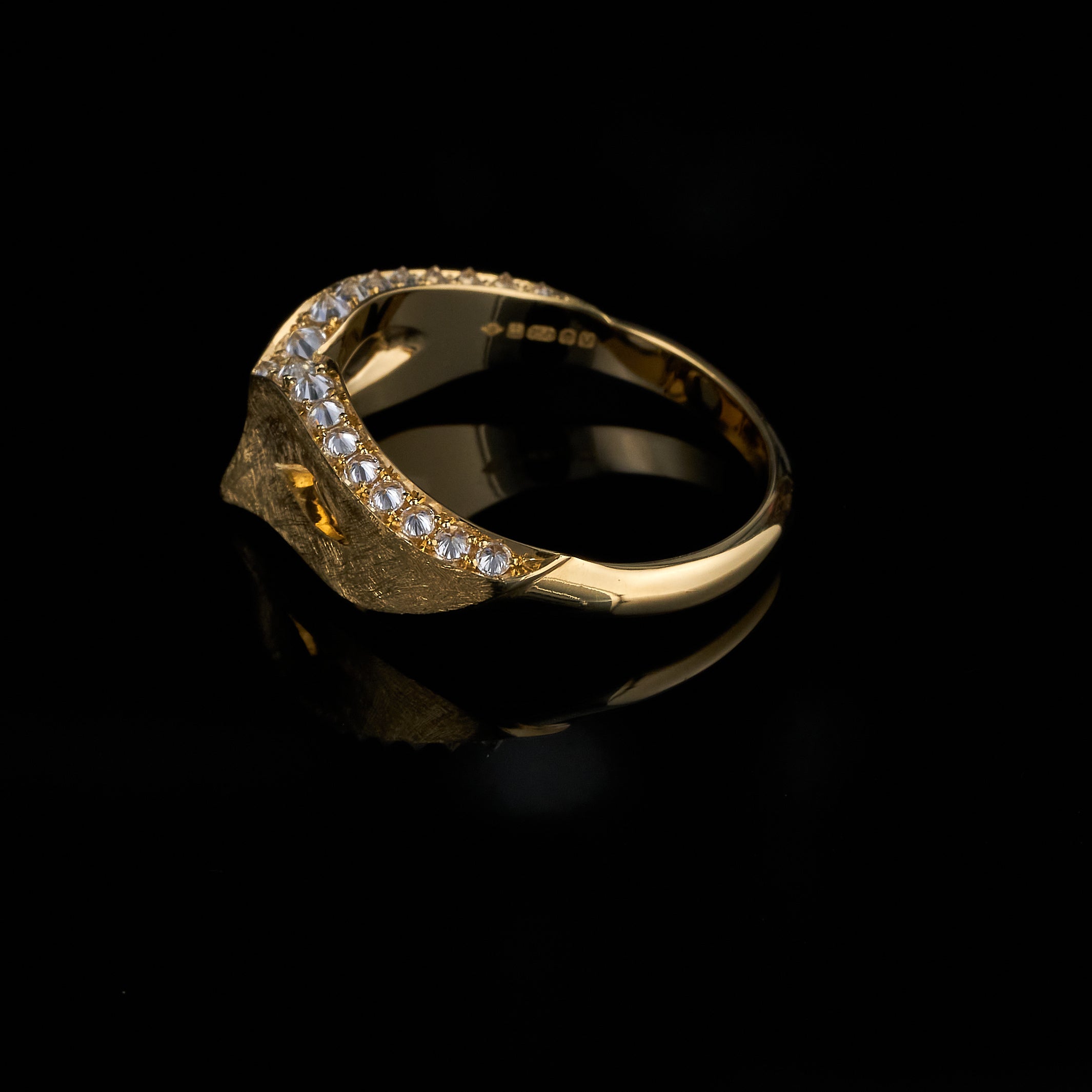 Venice Mask Ring, reverse-set diamonds