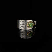 Spoon ring with oval green tourmaline