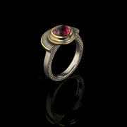 Crescent pink tourmaline ring