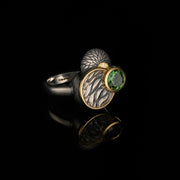 Tree Tales ring with green tourmaline